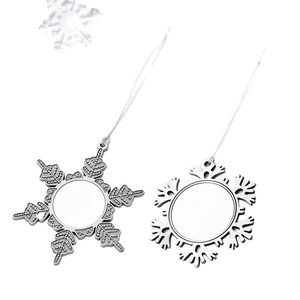 Silver metal snowflake Christmas ornaments with circular DIY sublimation blanks