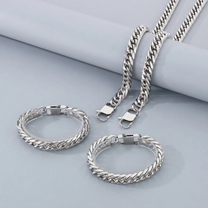 Cuban Link Chain Necklace 304 Stainless Steel Polished Hip Hop Punk Style Jewelry For Men