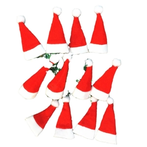 12er Set mini rot-weiße Filz-Weihnachtsmützen für Lutscher und festliche Dekoration