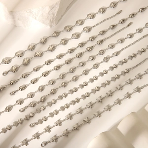 Stainless Steel Necklace Heart Starfish Shell Teardrop Pendant Waterproof Hypoallergenic Silver Color Jewelry For Women