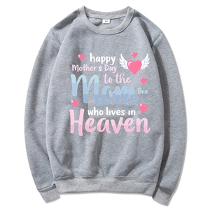 Light gray Mother's Day memorial hoodie with Happy Mother's Day Heaven graphic print