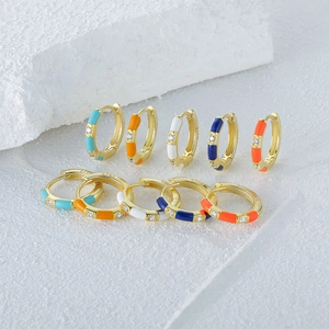 Macro shot of colorful S925 silver hoop earrings with clear S925 hallmark engraving
