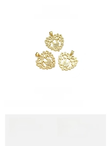 Macro detail of 18K gold plated MAMA heart pendant with micro-inlay dimensions 25x25mm