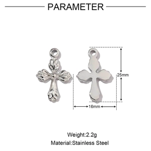 Detailed parameter diagram of 25mm silver stainless steel cross pendant with dimensions