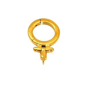 Polished 18K gold pendant clasp connector with hinge mechanism for DIY jewelry making