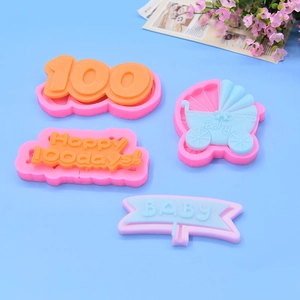 Set di stampi in silicone per fondente con carrozzina e cioccolato di compleanno