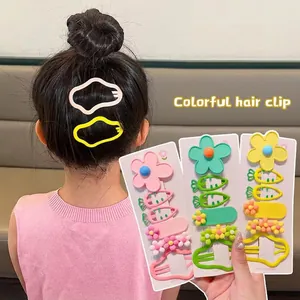 Ensemble de barrettes à cheveux en résine colorée pour filles aux motifs variés