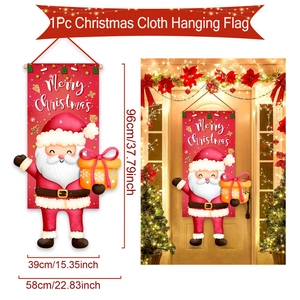 Detailed size specifications for Christmas Santa door banner with Merry Christmas text