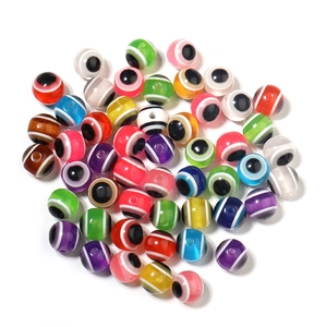 Close-up of colorful resin eye beads for DIY handmade jewelry and beaded bracelets