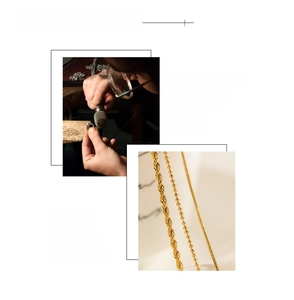 Close-up of 18K gold-plated titanium steel chains with vacuum plating and manual polishing