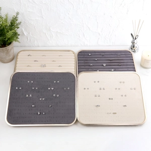 Rectangular metal jewelry tray with velvet lining for rings and earrings display