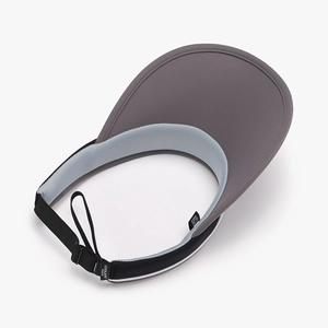 Outdoor marathon running sun visor with UPF50 protection and mesh sweatband in dark grey
