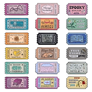 Broches En Émail Ticket Vintage Slogan Drôle Alliage Zinc Insigne Revers Esthétique Pour Vêtements Sacs Bijoux Décoratifs Unisexe