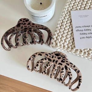 Pinza per Capelli Stile Coreano Stampa Leopardata Grande Antiscivolo Tenuta Forte Acetato Opaco Accessori per Capelli Eleganti da Donna