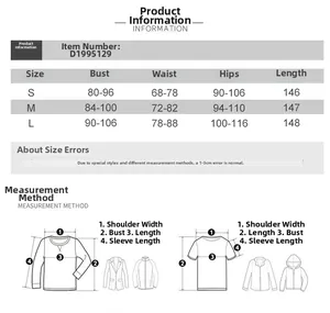 Size guide with bust, waist, and length measurements for sleeveless summer dress