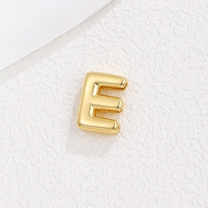Polished gold 10mm English letter E charm bead for DIY metal wristband bracelets
