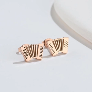 Boucles d'oreilles accordéon minimalistes en acier inoxydable poli couleur or rose