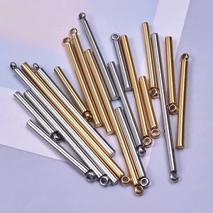Gold and silver stainless steel cylinder bar pendant charms for DIY jewelry making