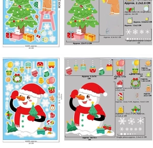Dimensions détaillées des stickers de Noël avec Père Noël et motifs de flocons de neige
