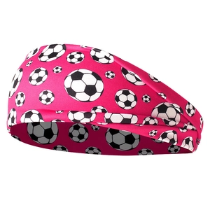 Détail du bandeau sport rose avec motif de football et tissu respirant anti-transpiration