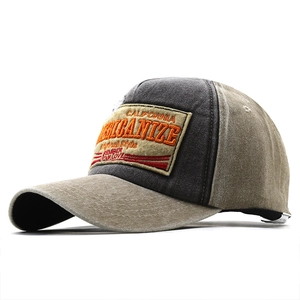 Berretto da baseball vintage California in tela lavata grigio e kaki con ricamo