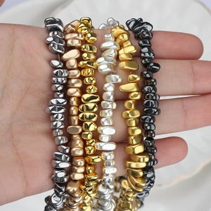 Irregular hematite beads in silver, gold, and black for DIY bracelet jewelry making