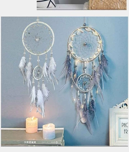 Hermoso atrapasueños de plumas estilo ins decoracion de pared para dormitorio hogar