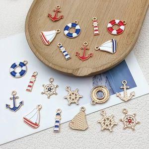 DIY alloy marine charms set featuring anchors and lifesavers for jewelry making