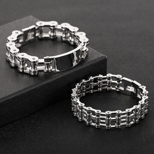 Bracelet chaîne de moto en acier inoxydable style punk argenté pour hommes chic