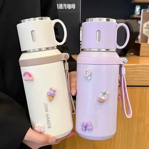 Vacuum Insulated Water Bottle 316 Stainless Steel Thermos Flask With Tea Infuser Cup Lid And Carrying Strap Matte