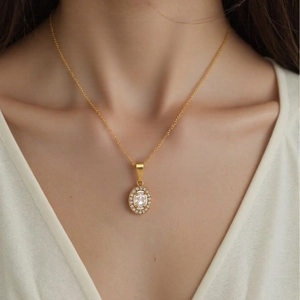 Stainless Steel Necklace And Hoop Earrings Zirconia Rhinestone Sunflower Round Oval Elegant Luxury Jewelry For Women