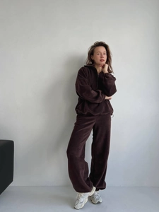 Sweatshirt Femme En Polaire Avec Demi-Zip Et Pantalon Couleur Unie Sportif Décontracté Survêtement Chaud Hiver