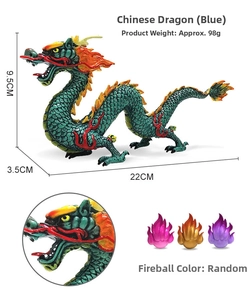 Detailed view of realistic Chinese dragon figurine with dimensions and weight info