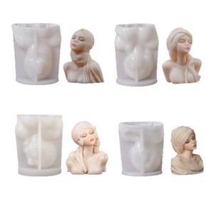 DIY Silikonform Set für Kerzen mit vier verschiedenen weiblichen Porträt-Designs