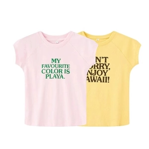 T-Shirt Femme Mélange De Coton Impression Lettre Col Rond Manches Courtes Slogan Décontracté Été Top