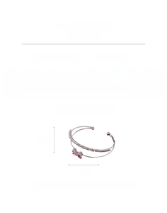 Detail view of double-layer zircon bow bracelet showing 6.1cm by 6cm exact dimensions