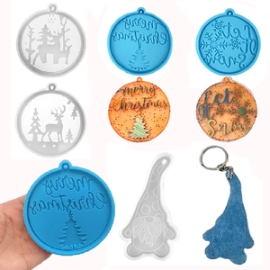 Christmas Silicone Mold DIY Resin Casting Reindeer Snowflake Santa Gnome Keychain Pendant Handmade Holiday Decor