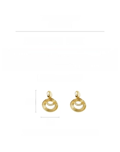 Detailed view of large gold spiral hoop earrings with silver needles weighing 15.2g