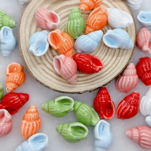 Colorful shell-shaped ceramic beads for DIY handmade jewelry crafts and accessories