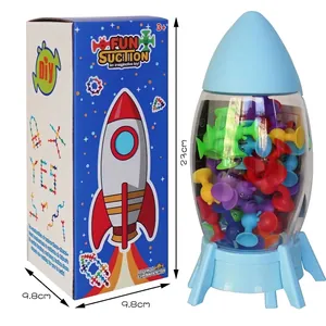 DIY creative suction cup building blocks in a rocket storage box for kids' creative play