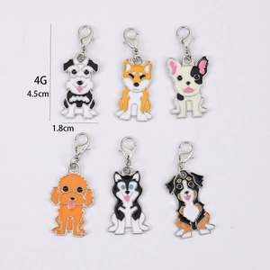 Cartoon Metall Emaille Hund Schlüsselanhänger mit Husky, Schnauzer und Bulldoggen Anhängern