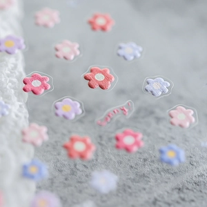 3D matte colorful flower nail art stickers with embossed texture and Conny design