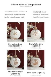 Macro view of clear Christmas ornaments featuring foam snowmen and snowflake motifs