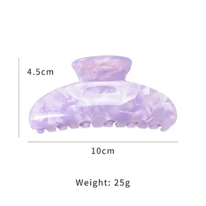 Purple marble leopard twist hair claw clip with 10cm length and 4.5cm height measurements