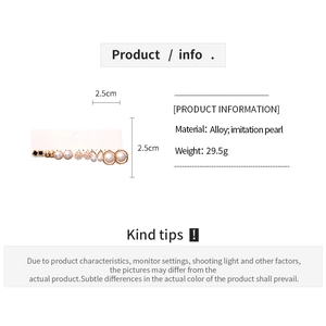 Detail view of 12-piece faux pearl earring set with dimensions and material specs
