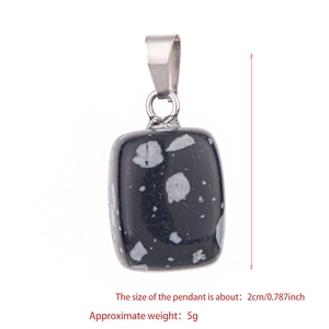 Snowflake obsidian square stone pendant for jewelry making, 2cm size with metal bail