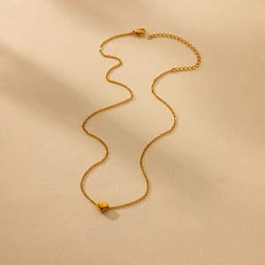 Gold plated stainless steel heart necklace with letter A pendant and adjustable chain