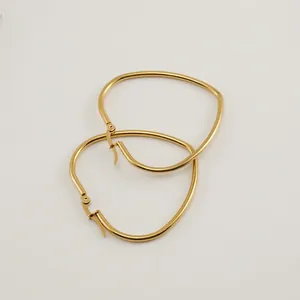 Heart Shaped Hoop Earrings Stainless Steel Gold Plated Irregular Geometric Minimalist Fashion Jewelry For Women