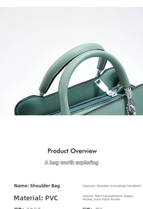Detailansicht der Morandi-grünen PVC-Handtasche mit verstärktem Griff und feiner Naht