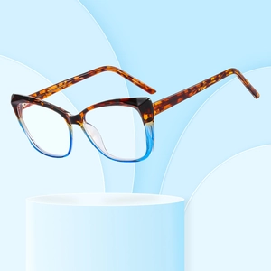 Cat eye blue light blocking glasses in tortoiseshell and blue gradient finish